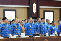 Bupati Barito Utara H. Shalahuddin saat mengikuti rangkaian kegiatan Musyawarah Perencanaan Pembangunan (Musrenbang) RKPD Provinsi Kalimantan Tengah Tahun 2027 di Aula Jayang Tingang, Selasa (17/3/2026).