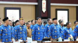 Bupati Barito Utara H. Shalahuddin saat mengikuti rangkaian kegiatan Musyawarah Perencanaan Pembangunan (Musrenbang) RKPD Provinsi Kalimantan Tengah Tahun 2027 di Aula Jayang Tingang, Selasa (17/3/2026).