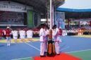 Prosesi pengibaran Sang Merah Putih oleh Paskibraka Kabupaten Barito Utara pada Upacara HUT ke-81 RI di Arena Tiara Batara, Muara Teweh, Senin (17/8/2026). (Foto: infomuarateweh)