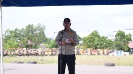 Bupati Barito Utara, H. Shalahuddin, menyampaikan sambutan pada pelepasan peserta Kalimantan Tribute 2026 di Muara Teweh, Senin (27/4/2026). 