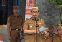Bupati Barito Utara, H. Shalahuddin, memberikan arahan pada Apel Siaga Sensus Ekonomi Tahun 2026 di Kantor BPS Barito Utara, Senin (25/5/2026). 